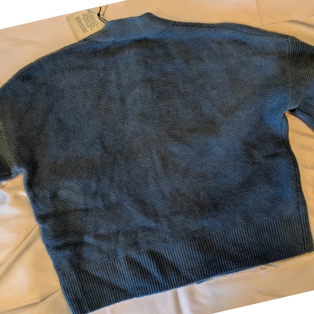 Alex Mill Nico Cardigan 100% Cashmere Light Indigo Hand Dyed Blue Sweater Medium - Picture 9 of 10